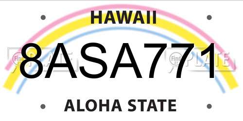 8ASA771 Hawaii License Plate