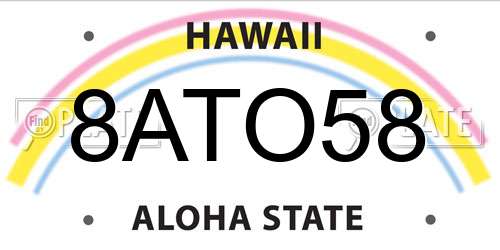 8ATO58 Hawaii License Plate