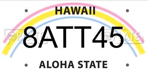 8ATT45 Hawaii License Plate