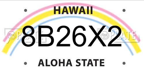 8B26X2 Hawaii License Plate