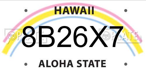 8B26X7 Hawaii License Plate