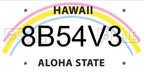 8B54V3 Hawaii License Plate