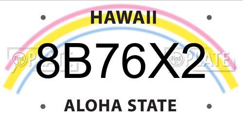 8B76X2 Hawaii License Plate