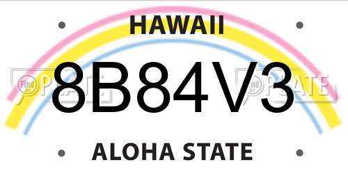 8B84V3 Hawaii License Plate