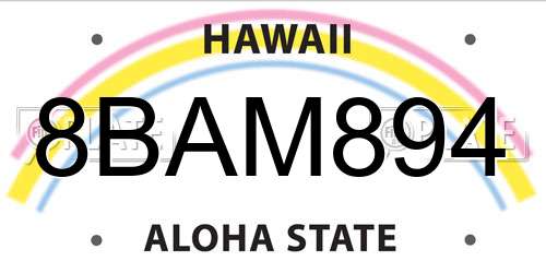 8BAM894 Hawaii License Plate