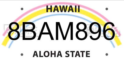 8BAM896 Hawaii License Plate