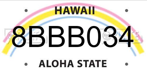 8BBB034 Hawaii License Plate