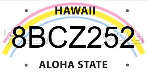8BCZ252 Hawaii License Plate