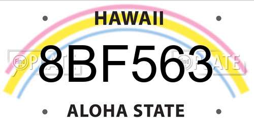 8BF563 Hawaii License Plate