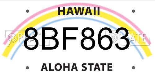 8BF863 Hawaii License Plate