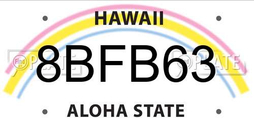 8BFB63 Hawaii License Plate