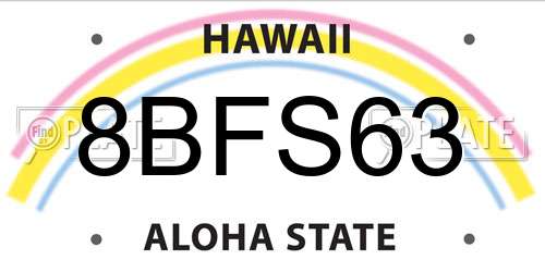 8BFS63 Hawaii License Plate