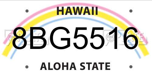8BG5516 Hawaii License Plate
