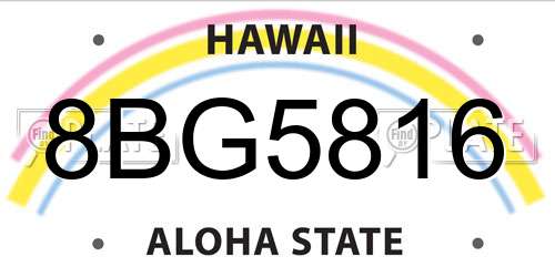 8BG5816 Hawaii License Plate
