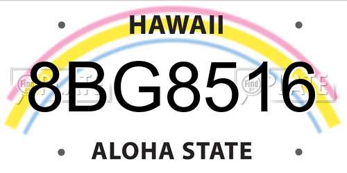 8BG8516 Hawaii License Plate
