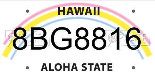 8BG8816 Hawaii License Plate