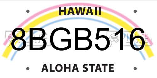 8BGB516 Hawaii License Plate
