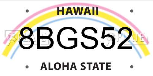 8BGS52 Hawaii License Plate