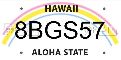 8BGS57 Hawaii License Plate