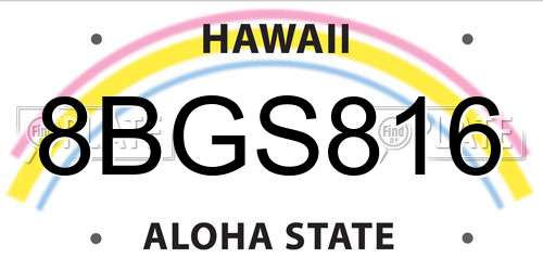 8BGS816 Hawaii License Plate