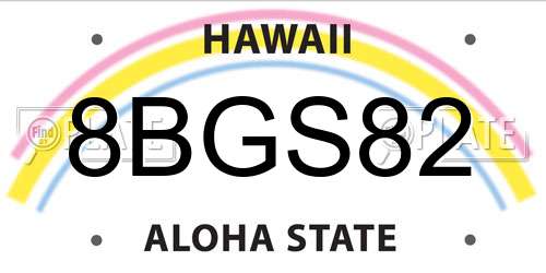 8BGS82 Hawaii License Plate
