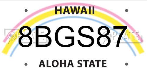 8BGS87 Hawaii License Plate