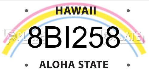 8BI258 Hawaii License Plate