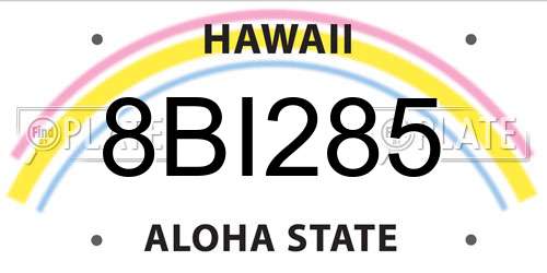 8BI285 Hawaii License Plate