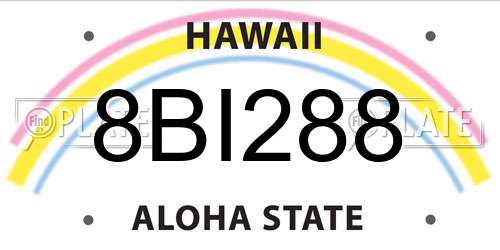 8BI288 Hawaii License Plate