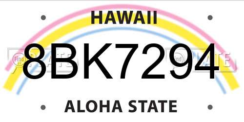 8BK7294 Hawaii License Plate