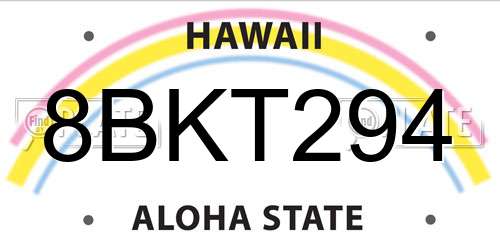 8BKT294 Hawaii License Plate