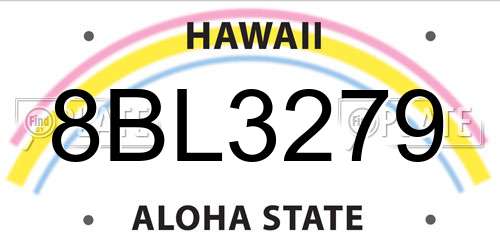8BL3279 Hawaii License Plate