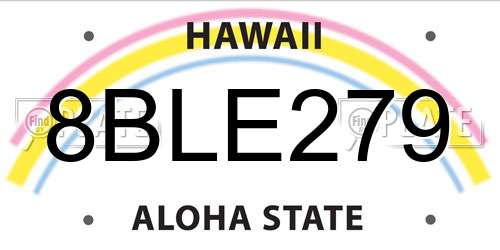 8BLE279 Hawaii License Plate
