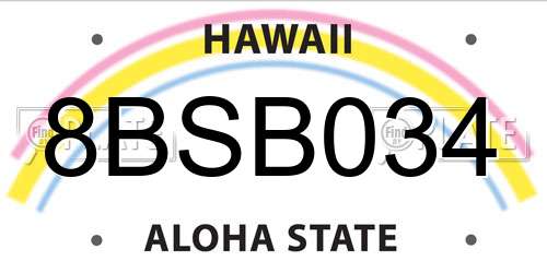 8BSB034 Hawaii License Plate