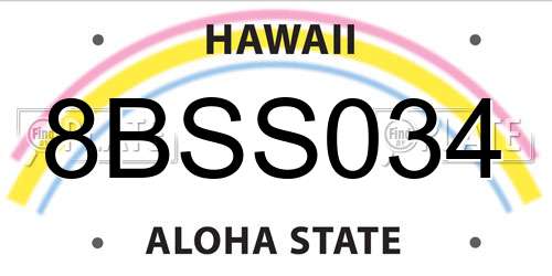 8BSS034 Hawaii License Plate