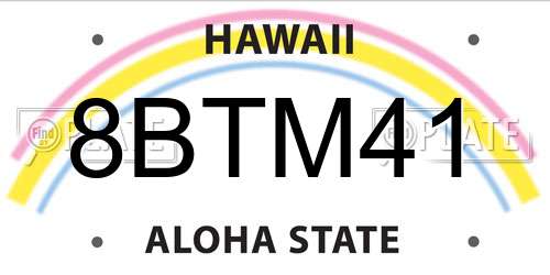 8BTM41 Hawaii License Plate