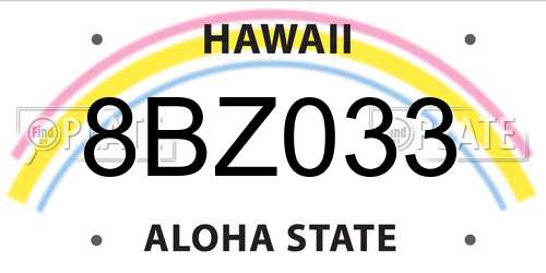 8BZ033 Hawaii License Plate