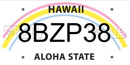 8BZP38 Hawaii License Plate