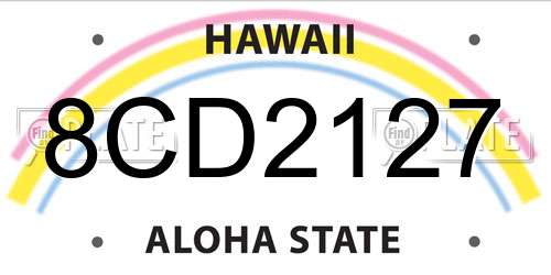 8CD2127 Hawaii License Plate