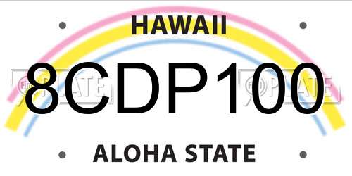 8CDP100 Hawaii License Plate
