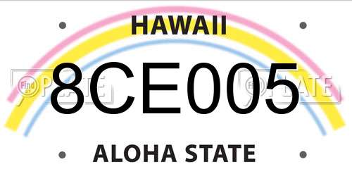 8CE005 Hawaii License Plate