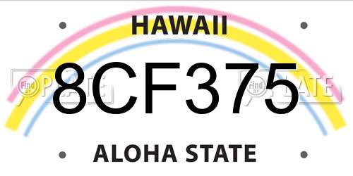8CF375 Hawaii License Plate