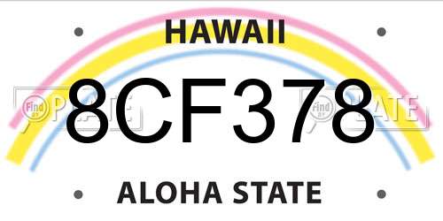 8CF378 Hawaii License Plate