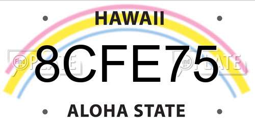 8CFE75 Hawaii License Plate