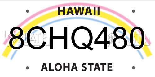 8CHQ480 Hawaii License Plate