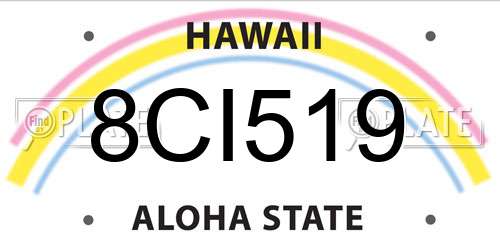 8CI519 Hawaii License Plate