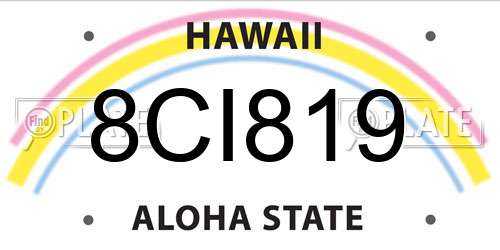8CI819 Hawaii License Plate