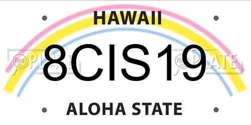 8CIS19 Hawaii License Plate