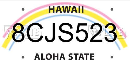 8CJS523 Hawaii License Plate