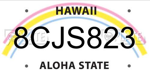 8CJS823 Hawaii License Plate